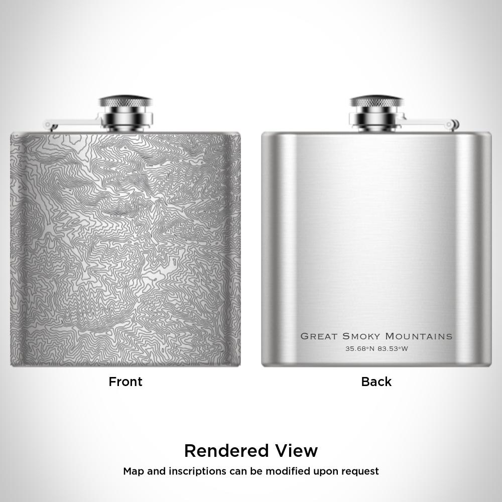 Great Smoky Mountains National Park - Tennessee Map Hip Flask