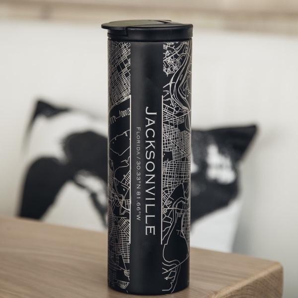 Jacksonville - Florida Map Tumbler in Matte Black