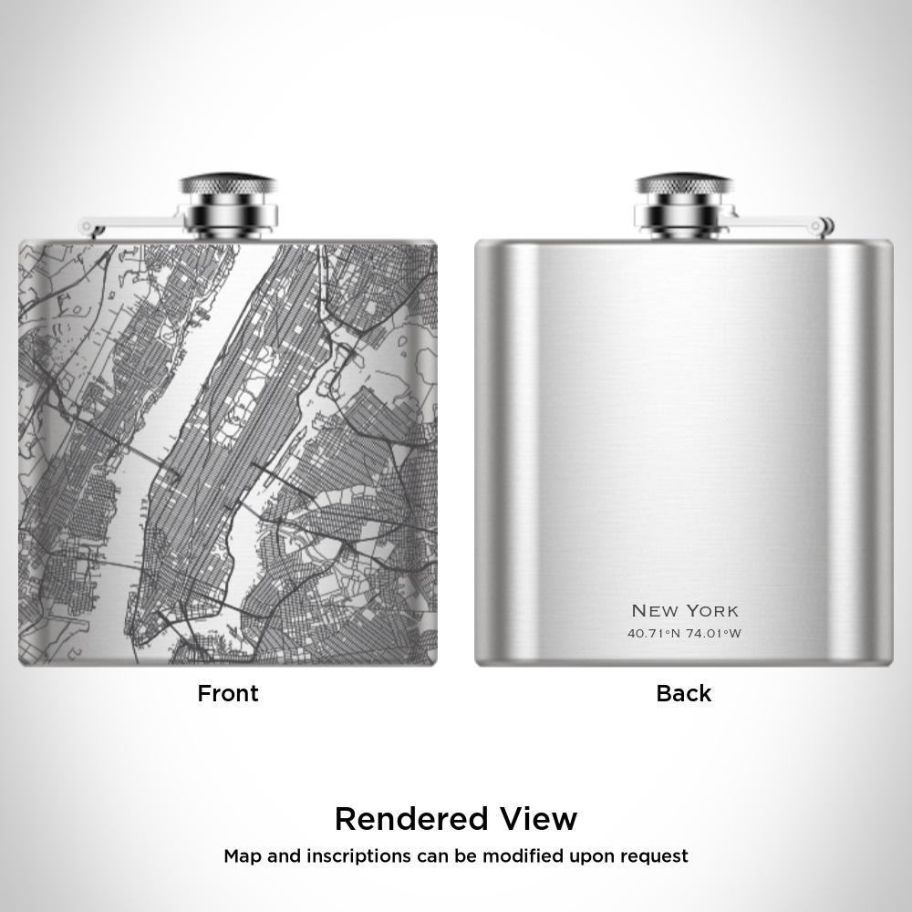 New York - New York Map Hip Flask