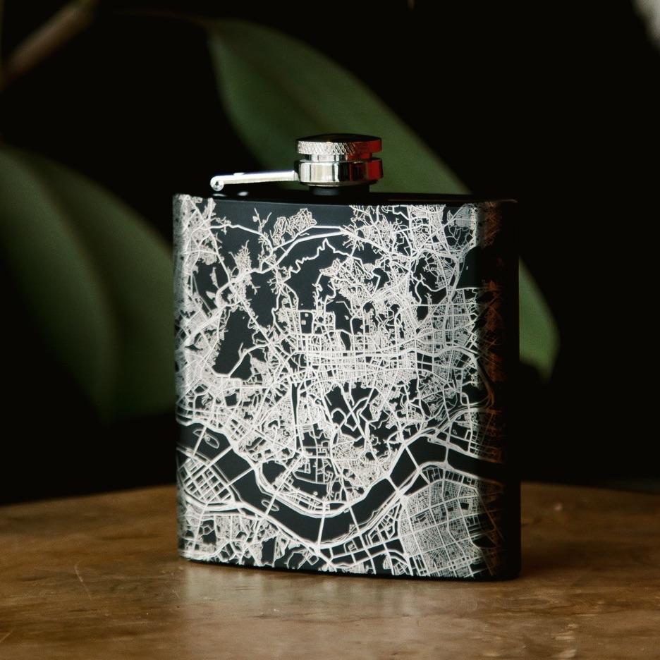 Rocky Mountain National Park - Colorado Map Hip Flask in Matte Black