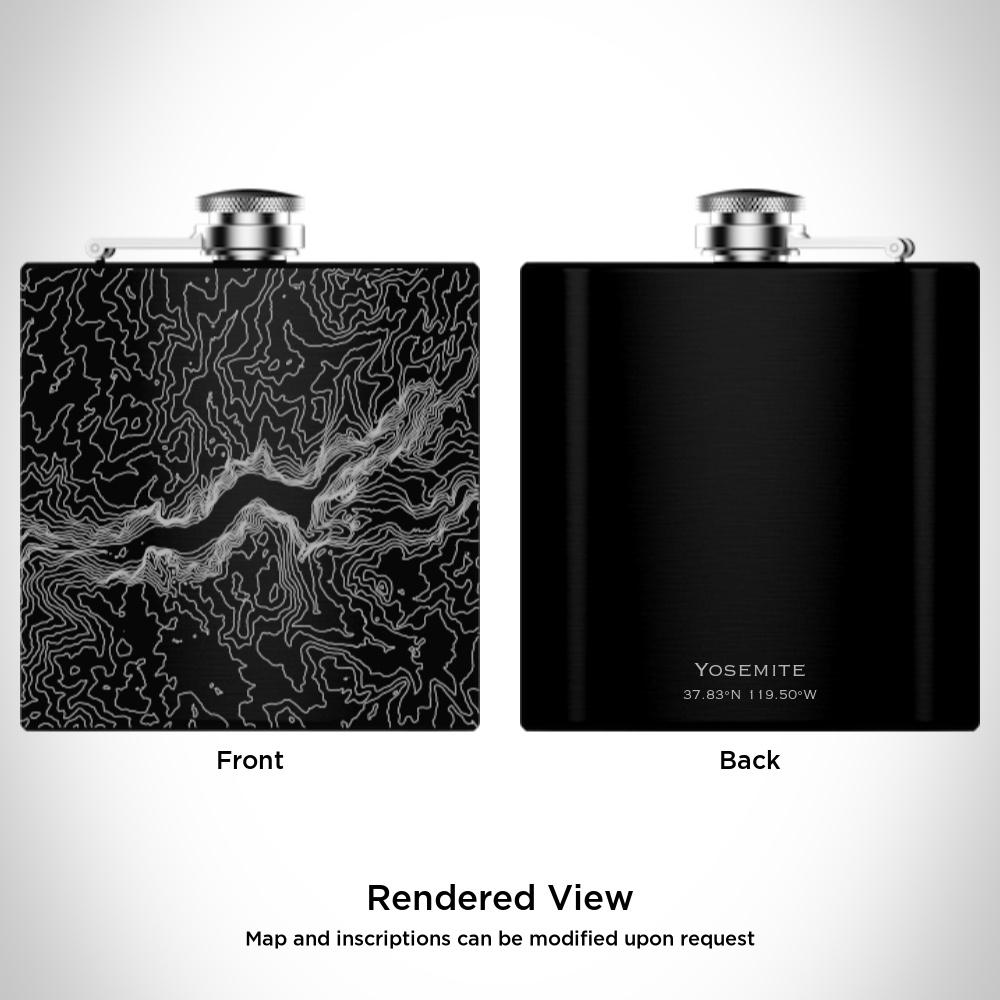 Yosemite National Park - California Map Hip Flask in Matte Black